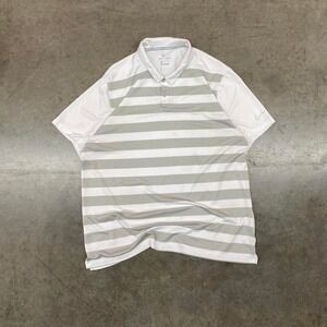 Grey and white striped Nike golf‎ polo shirt